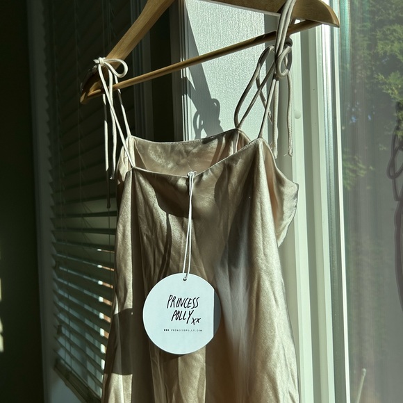 new princess polly THE SILKY SLIP MINI DRESS CHAMPAGNE - Picture 8 of 13